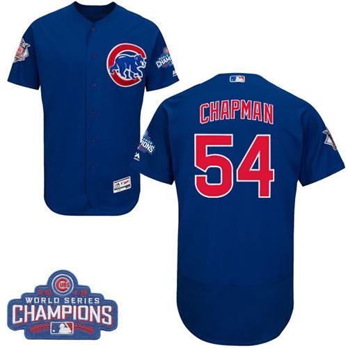 Cubs #54 Aroldis Chapman Blue Flexbase Authentic Collection 2016 World Series Champions Stitched MLB Jersey