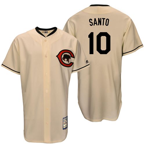 Mitchell And Ness Cubs #10 Ron Santo Cream Throwback Stitched MLB Jersey