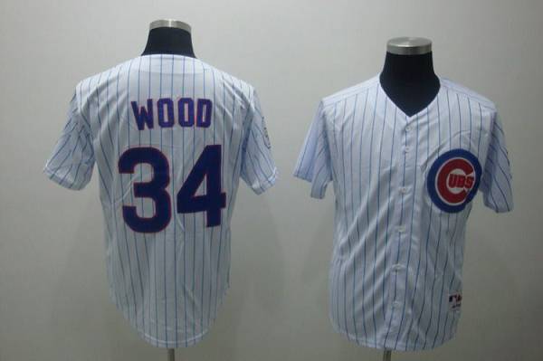 Cubs #34 Kerry Wood Stitched 3-Patch White MLB Jersey