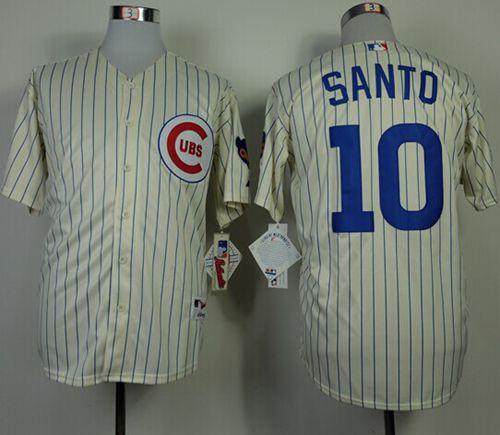 Cubs #10 Ron Santo Cream 1969 Turn Back The Clock Stitched MLB Jersey
