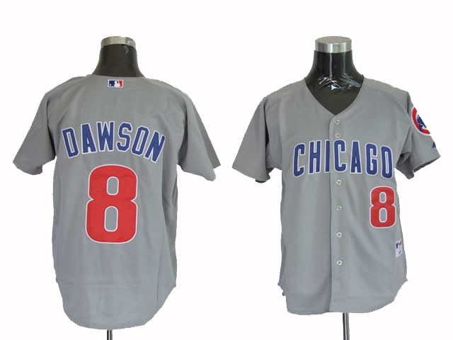 Mitchell and Ness Cubs #8 Andre Dawson Stitched Gray Throwback MLB Jersey