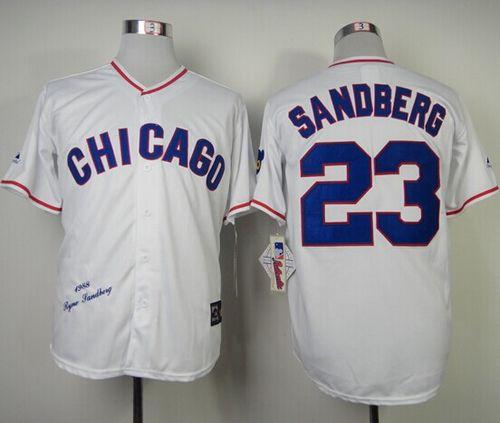 Mitchell And Ness 1988 Cubs #23 Ryne Sandberg White Throwback Stitched MLB Jersey