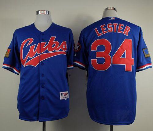Cubs #34 Jon Lester Blue 1994 Turn Back The Clock Stitched MLB Jersey
