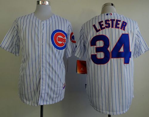 Cubs #34 Jon Lester White(Blue Strip) Cool Base Stitched MLB Jersey