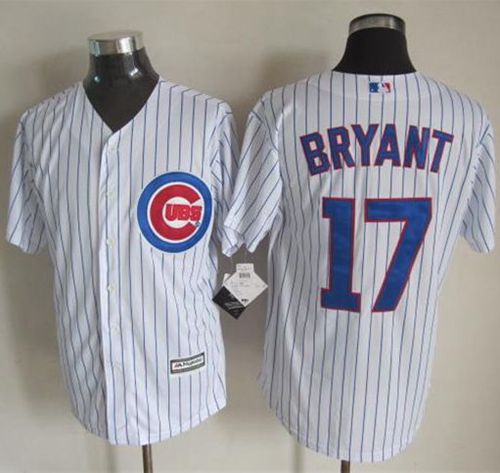 Cubs #17 Kris Bryant White Strip New Cool Base Stitched MLB Jersey