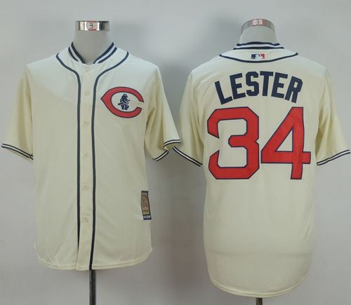 Cubs #34 Jon Lester Cream 1929 Turn Back The Clock Stitched MLB Jersey