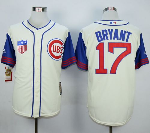 Cubs #17 Kris Bryant Cream/Blue 1942 Turn Back The Clock Stitched MLB Jersey