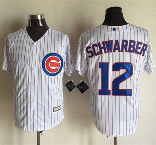 Cubs #12 Kyle Schwarber New White Strip Cool Base Stitched MLB Jersey