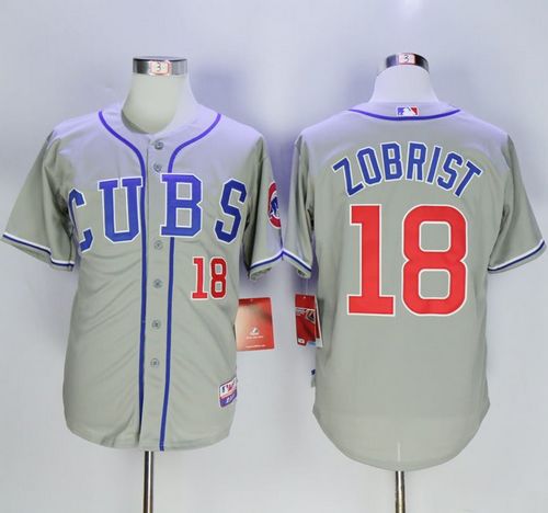 Cubs #18 Ben Zobrist Grey Alternate Road Cool Base Stitched MLB Jersey