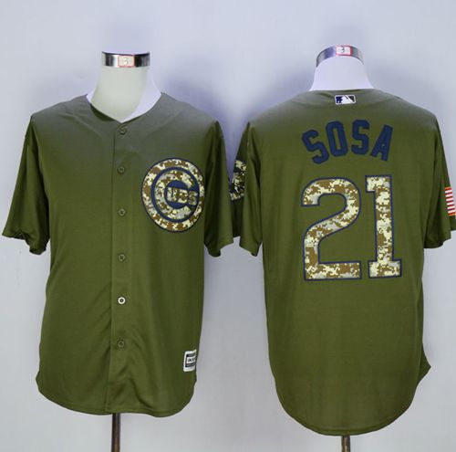 Cubs #21 Sammy Sosa Green Camo New Cool Base Stitched MLB Jersey