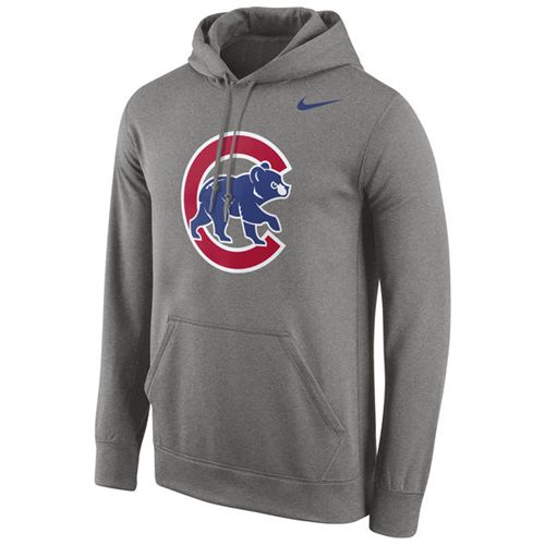 Chicago Cubs Nike Logo Performance Pullover Gray MLB Hoodie