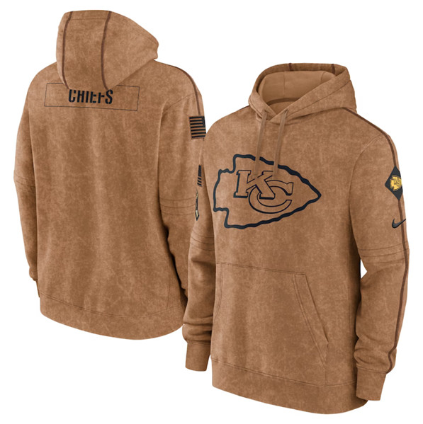 Men's Kansas City Chiefs 2023 Brown Salute to Service Pullover Hoodie