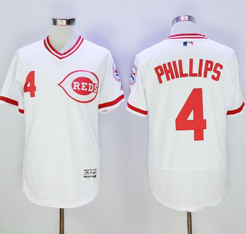 Reds #4 Brandon Phillips White Flexbase Authentic Collection Cooperstown Stitched MLB Jersey
