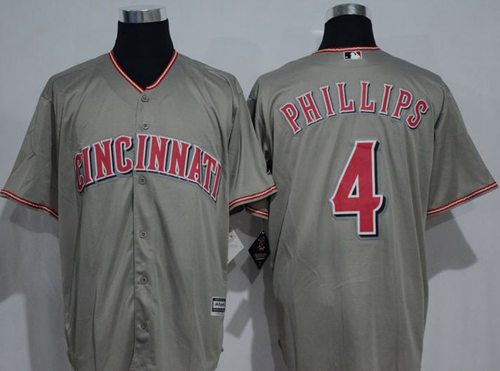Reds #4 Brandon Phillips Grey New Cool Base Stitched MLB Jersey