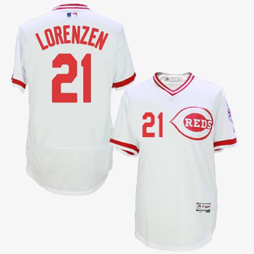 Reds #21 Michael Lorenzen White Flexbase Authentic Collection Cooperstown Stitched MLB Jersey