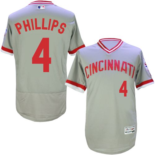 Reds #4 Brandon Phillips Grey Flexbase Authentic Collection Cooperstown Stitched MLB Jersey