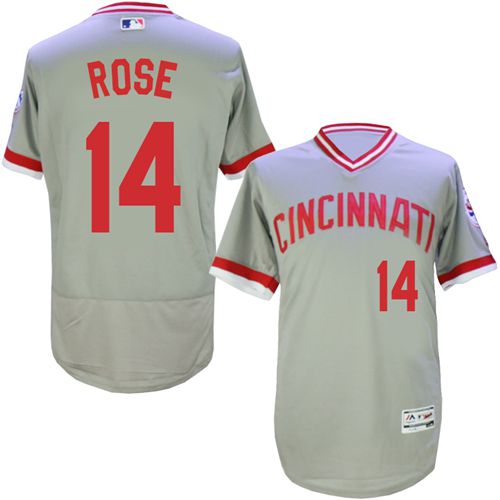 Reds #14 Pete Rose Grey Flexbase Authentic Collection Cooperstown Stitched MLB Jersey