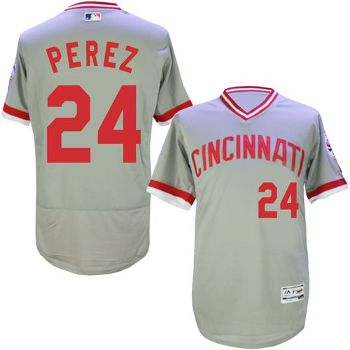 Reds #24 Tony Perez Grey Flexbase Authentic Collection Cooperstown Stitched MLB Jersey