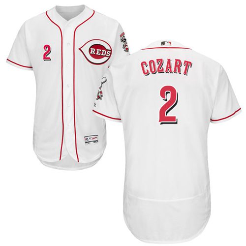 Reds #2 Zack Cozart White Flexbase Authentic Collection Stitched MLB Jersey
