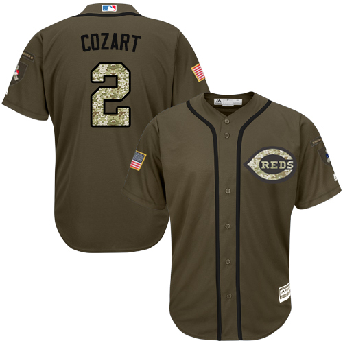 Reds #2 Zack Cozart Green Salute to Service Stitched MLB Jersey