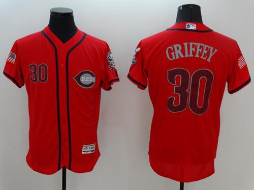 Reds #30 Ken Griffey Red Fashion Stars & Stripes Flexbase Authentic Stitched MLB Jersey