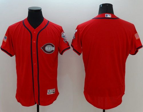 Reds Blank Red Fashion Stars & Stripes Flexbase Authentic Stitched MLB Jersey