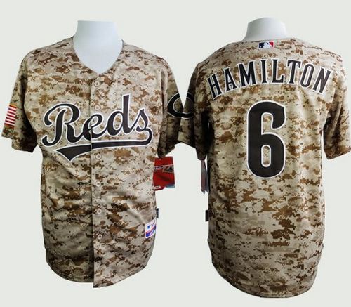 Reds #6 Billy Hamilton Camo Alternate Cool Base Stitched MLB Jersey