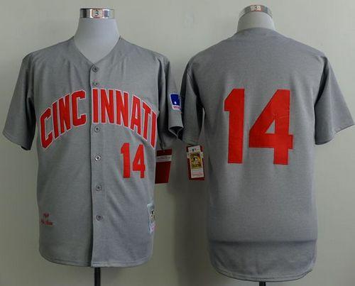 Mitchell And Ness 1969 Reds #14 Pete Rose Grey Throwback Stitched MLB Jersey