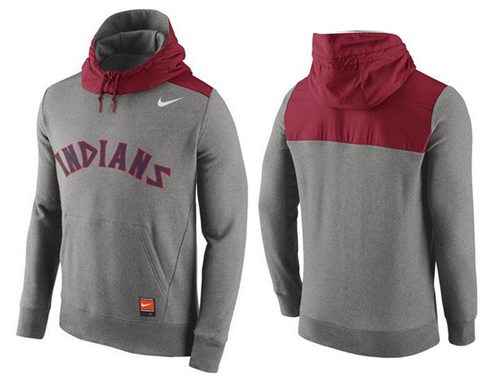 Men's Cleveland Indians Nike Gray Cooperstown Collection Hybrid Pullover Hoodie