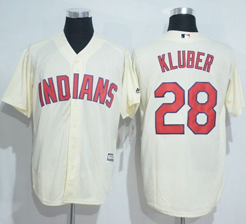 Indians #28 Corey Kluber Cream New Cool Base Stitched MLB Jersey