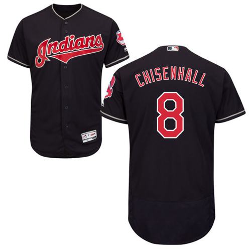 Indians #8 Lonnie Chisenhall Navy Blue Flexbase Authentic Collection Stitched MLB Jersey
