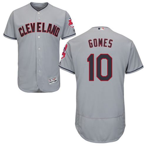 Indians #10 Yan Gomes Grey Flexbase Authentic Collection Stitched MLB Jersey