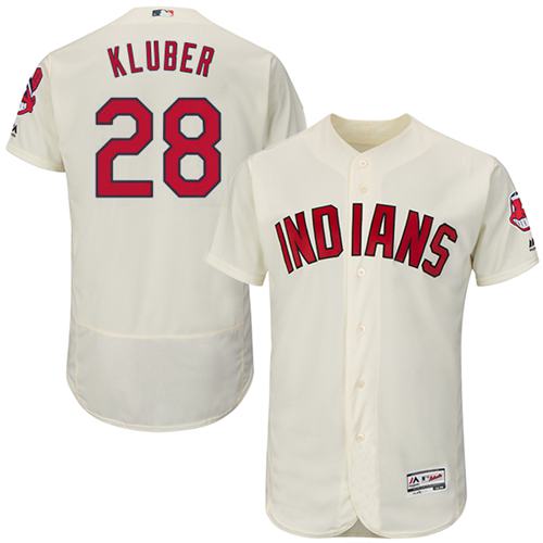 Indians #28 Corey Kluber Cream Flexbase Authentic Collection Stitched MLB Jersey