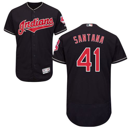 Indians #41 Carlos Santana Navy Blue Flexbase Authentic Collection Stitched MLB Jersey