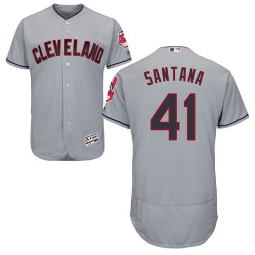 Indians #41 Carlos Santana Grey Flexbase Authentic Collection Stitched MLB Jersey