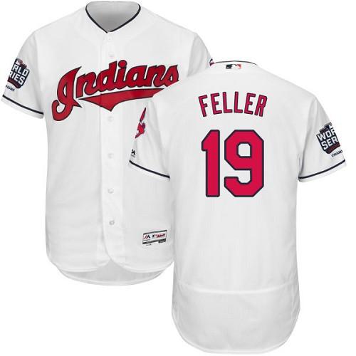Indians #19 Bob Feller White Flexbase Authentic Collection 2016 World Series Bound Stitched MLB Jersey
