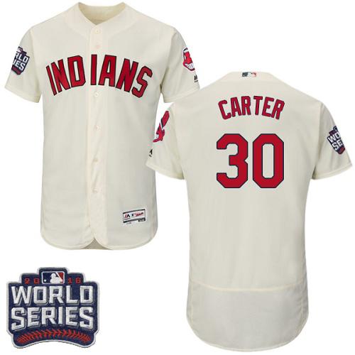 Indians #30 Joe Carter Cream Flexbase Authentic Collection 2016 World Series Bound Stitched MLB Jersey