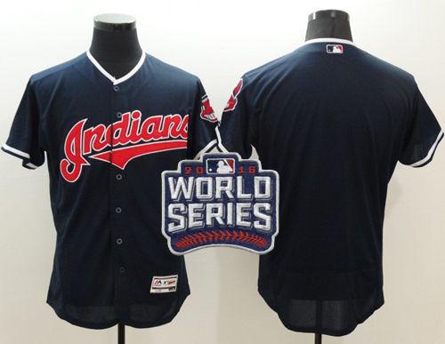 Indians Blank Navy Blue Flexbase Authentic Collection 2016 World Series Bound Stitched MLB Jersey