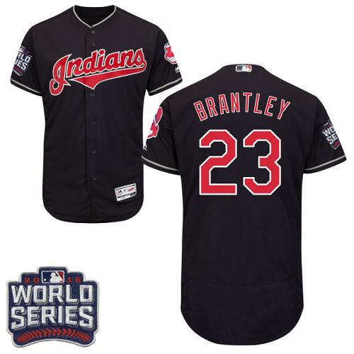 Indians #23 Michael Brantley Navy Blue Flexbase Authentic Collection 2016 World Series Bound Stitched MLB Jersey