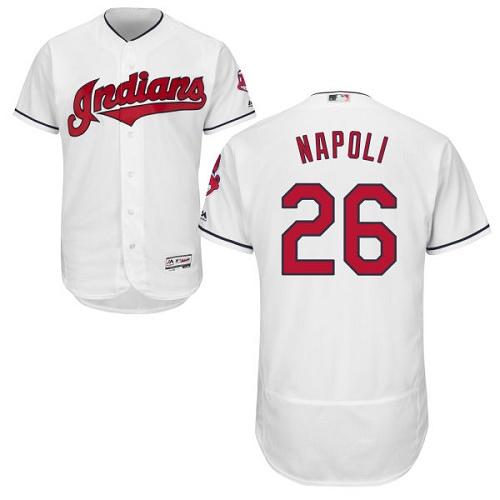 Indians #26 Mike Napoli White Flexbase Authentic Collection Stitched MLB Jersey