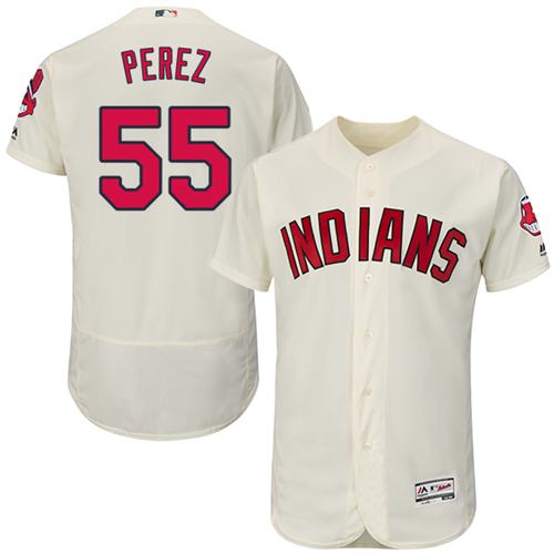 Indians #55 Roberto Perez Cream Flexbase Authentic Collection Stitched MLB Jersey