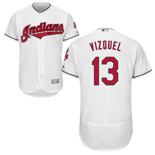 Indians #13 Omar Vizquel White Flexbase Authentic Collection Stitched MLB Jersey