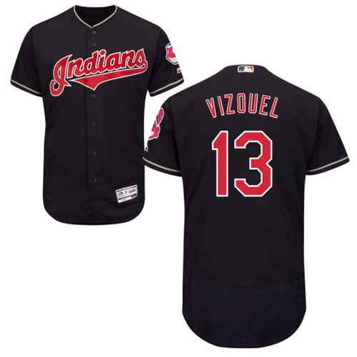 Indians #13 Omar Vizquel Navy Blue Flexbase Authentic Collection Stitched MLB Jersey