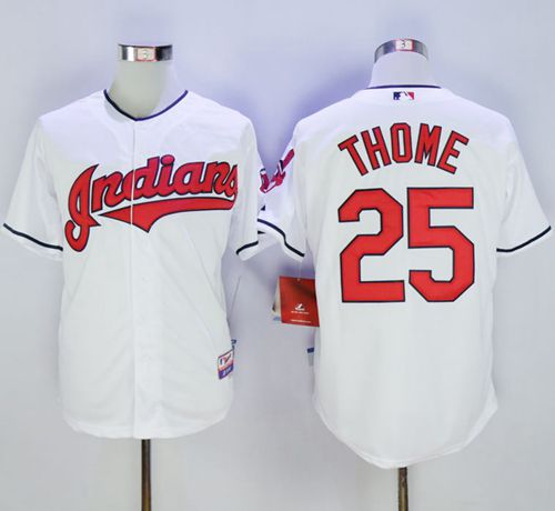 Indians #25 Jim Thome White Cool Base Stitched MLB Jersey