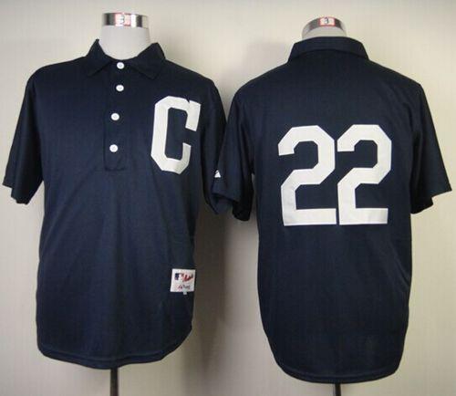 Indians #22 Jason Kipnis Navy Blue 1902 Turn Back The Clock Stitched MLB Jersey