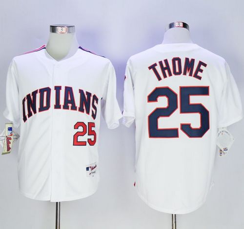Indians #25 Jim Thome White 1978 Turn Back The Clock Stitched MLB Jersey