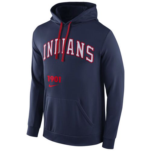 Cleveland Indians Nike Cooperstown Performance Pullover Navy Blue MLB Hoodie