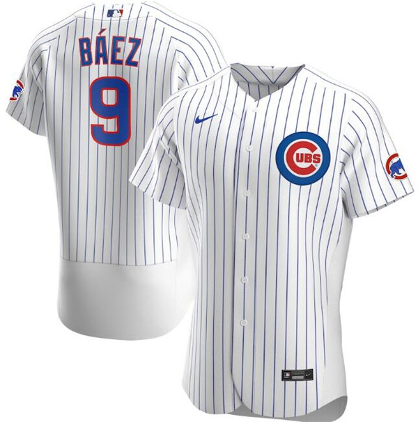Men's Chicago Cubs White #9 Javier Baez Flex Base Stitched MLB Jersey