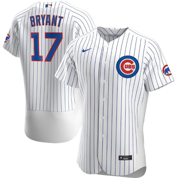 Men's Chicago Cubs White #17 Kris Bryant Flex Base Stitched MLB Jersey