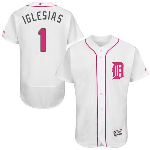 Tigers #1 Jose Iglesias White Flexbase Authentic Collection 2016 Mother's Day Stitched MLB Jersey